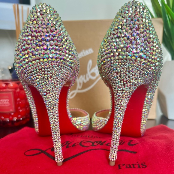 Christian Louboutin Swarovski Crystal Wedding Shoes Iriza 100 Rosa Strass 39.5 - Picture 3 of 6